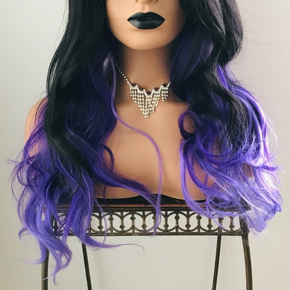Very Pretty Effortless Style 24” Black & Purple Premium Fiber Wig - Picture 2 of 10